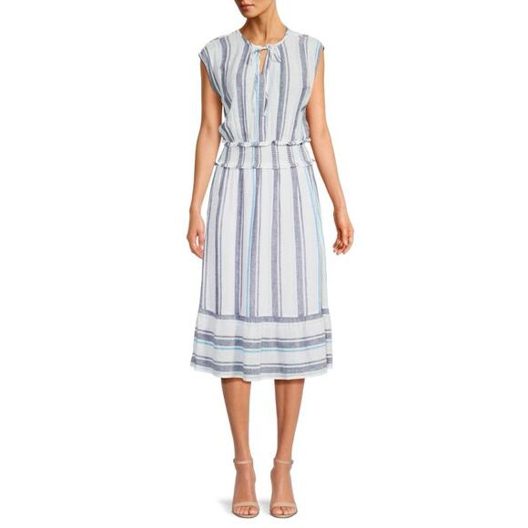 Rails Dresses & Skirts - Rails Ashlyn Striped Linen Blend Midi Dress Women's Size Large